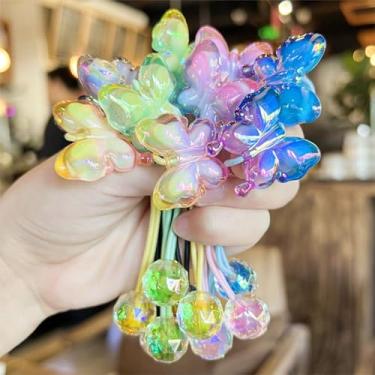 Imagem de Pacote com 10 bolas de cabelo para meninas, laços de cabelo para meninas e crianças, porta-rabos de cavalo, lindos acessórios de cabelo (preto, rosa, azul, verde, amarelo)