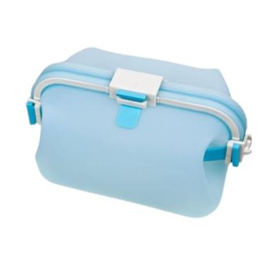 Imagem de YWJLQH Silicone Lunch Box Storage Storage Travel Bag Bento Box para caminhada, Azul