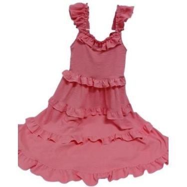 Imagem de Vestido Babados Luxo Infantil Menina Verão Lessa Kids K205, Rosa, 8 AN