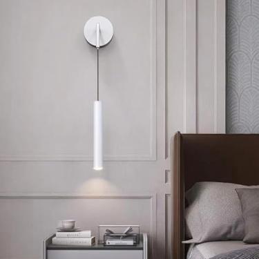 Imagem de GZZBMY Iluminação de parede LED moderna comprimento ajustável arandelas de metal alumínio acrílico luminária de parede interior para sala de estar restaurante quarto decoração de cabeceira (branco