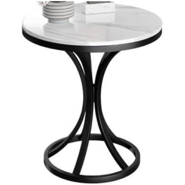 Imagem de Mesa Lateral De Sofá Mesa De Cabeceira Moderna De Laje De Rocha Para Sala De Estar Pequena Mesa De Centro Com Design Simples Móvel E Perfeita Para Sofá Canto Varanda Quarto Mesa D, B, 80cm