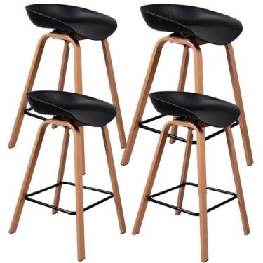 Imagem de Kit com 4 Banquetas Média de Bancada Bistrô Gourmet Toledo Preto Frati