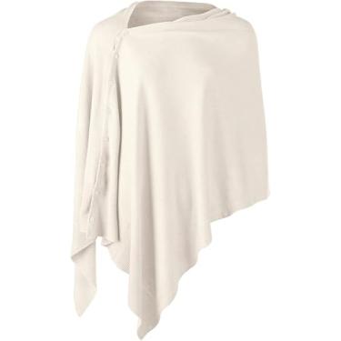 Imagem de Suéter De Cachecol De Malha Versátil Feminino Com Botões Verão Outono Xale Cardigan, Beige