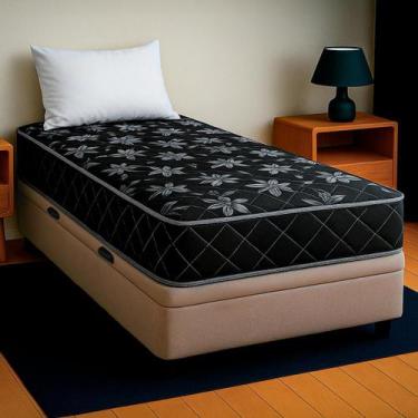 Imagem de Cama Box Baú Solteiro Bege + Colchão Paris D33 PoliConfort