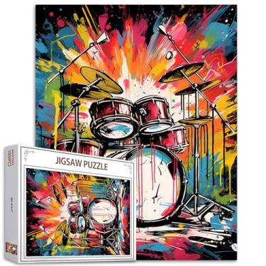Imagem de TUMOVO Quebra-Cabeças De Música Rock Com 1000 Peças Para Adultos E Famílias (Tambores Grafite, Instrumentos Musicais) Que Se Encaixam Perfeitamente, 19,7'' X 27,6'' Polegadas, Equipamento Rabiscos,