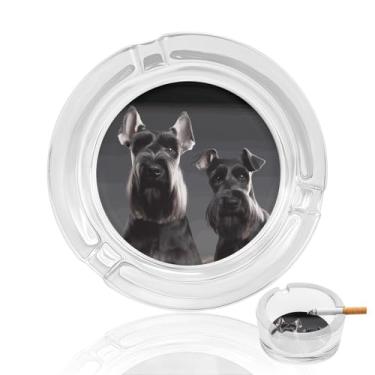 Imagem de Cinzeiro de cristal para cães Schnauzer fofo, cinzeiro redondo de vidro resistente para fumar cinzeiro portátil decorativo moderno para uso em casa, escritório, interior, exterior, pátio