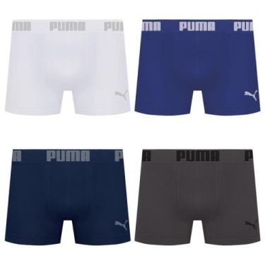 Imagem de Kit 4 Cuecas Puma Boxer Sem Costura Masculina, Marinho, Branco, G