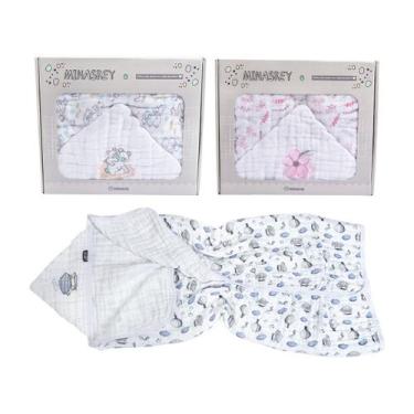 Imagem de Toalhão de Banho para Bebe Soft Capuz Bordado Tripla Camada Fralda 1,0