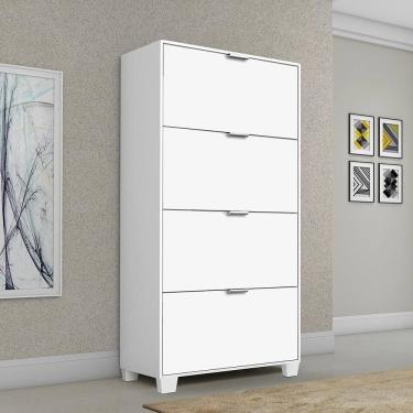 Imagem de Sapateira Berlim - Mdp 4 Portas Com Pés De Madeira Branco - Rede Móveis