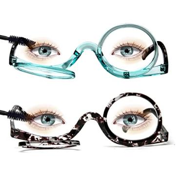 Imagem de MMOWW 2 Pares De Óculos Leitura Femininos Com Lentes Duplas, Giratórios E Tampa Flip-Top (Preto + Azul, 1,5)