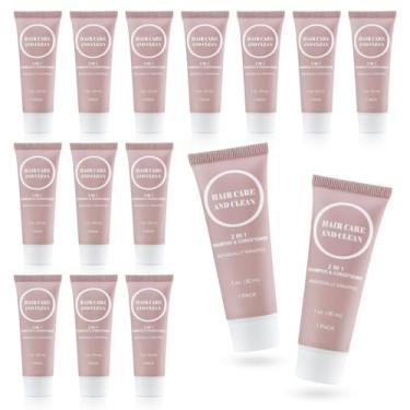 Imagem de Shampoo e condicionador de viagem, conjunto de xampu 2 em 1 a granel, pequeno tamanho de teste para homens e mulheres, artigos de higiene de limpeza essenciais para hotéis, abrigos/sem-teto/lar de