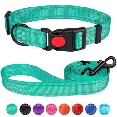 Imagem de Conjunto de coleira e coleira para cães Spiatue Reflective Nylon Green