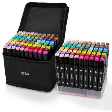 Imagem de Marcadores de álcool VBESTARTLY 80 cores recarregáveis com ponta dupla