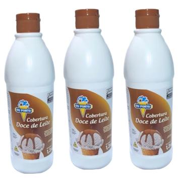 Imagem de Cobertura Para Sorvetes Sobremesas Kit 3 Potes Alto Rendimento (Doce de Leite)