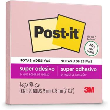 Imagem de Bloco adesivo 3M post-it 76X76mm rosa milênio 90 folhas