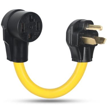 Imagem de Adaptador de secadora NEMA 10-30P para 14-30R, ZDHLQHJ Plugue macho de 30 Amp 10-30 para secadora 14-30 fêmea, secador elétrico de 4 pinos para adaptador de tomada de casa mais antiga de 3 pinos, cabo