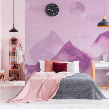Imagem de Papel de Parede Paisagem Montanha Lilás Painel 6m² - Quartinhos