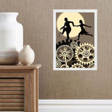 Imagem de Quadro Charlie Chaplin E Namorada 45X34Cm - Com Vidro - Quadros On-Lin