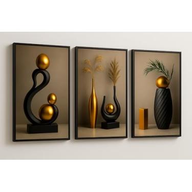 Imagem de Kit de Quadros Decorativos para Sala e Quarto - Quadros/Posters Decoração de Ambientes - Conjunto Luxuoso 3 Peças(60x40)