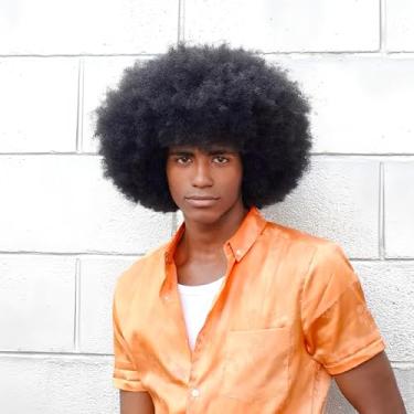 Imagem de Bylatt Conjunto de 5 peças de perucas afro masculinas dos anos 70, volumosa, cacheada, discoteca para homens, fantasia retrô dos anos 70 e 80, festa de Halloween, eventos temáticos de cosplay