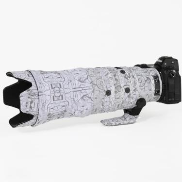 Imagem de CHASING BIRDS Capa protetora de lente impermeável camuflada para Nikon Z 100-400 mm f/4.5-5.6 VR S capa protetora de lente à prova de chuva (branco elétrico, com 2.0X TC)