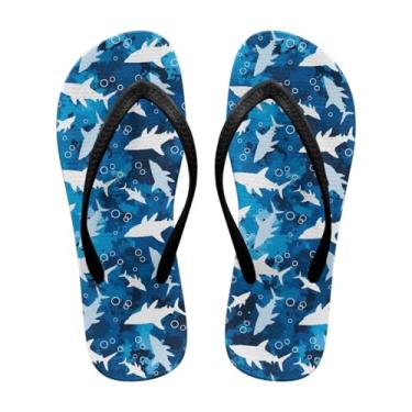 Imagem de Coloranimal Chinelo feminino de verão e praia antiderrapante chinelos de dedo para mulheres, leves, chinelos de verão, Tubarão, 35