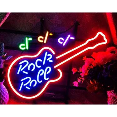 Imagem de XPGOODUSA Guitar-Music- Neon Sign17”×13” for Home Bedroom Garage Decor Wall Light, Striking Neon Sign for Bar Pub Hotel Man Cave Recreational Game Room