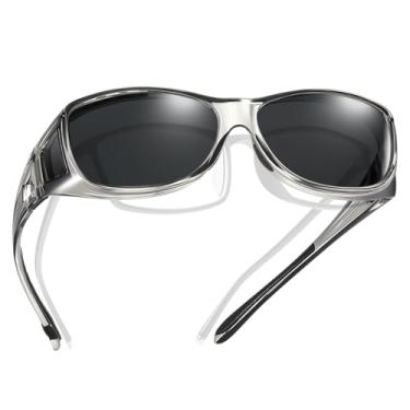 Imagem de TINHAO Óculos de sol para homens, ciclismo, condução, pesca, polarizado, 100% de proteção UV (cinza, preto)