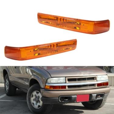 Imagem de Tonsya Para picape Chevy S10 1998-2004, Chevy Blazer 1998-2005 e GMC Sonoma 1998-2004 GMC Sonoma luz de seta de estacionamento frontal alojamento lente âmbar (não se encaixa em modelos acima com
