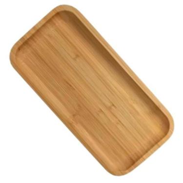 Imagem de Bandeja De Bambu Retangular 28Cm Lavabo Decorativa Café