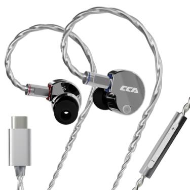 Imagem de Fones de ouvido intra-auriculares CCA Phoenix com microfone, driver dinâmico de ímã duplo com som Hi-Fi, fones de ouvido profissionais de metal completo para jogos/audiófilos/música (TipoC + microfone