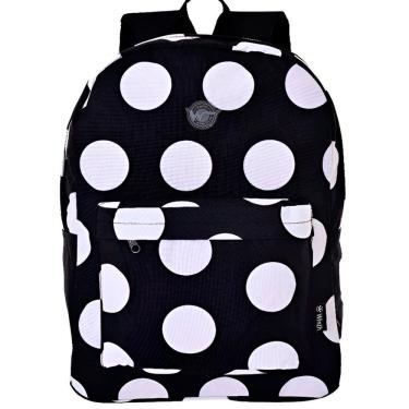 Imagem de Mochila De Costas Feminina Juvenil Básica Bolinhas Cor:Preto