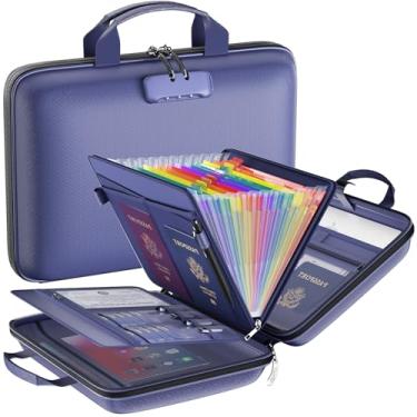 Imagem de Organizador de arquivos à prova de fogo com fechadura, capa rígida à prova de fogo, caixa de documentos à prova de fogo com 13 bolsos coloridos, pasta de arquivo sanfonada, organizador de documentos