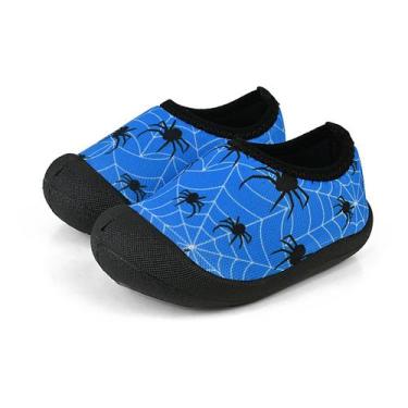 Imagem de Sapameia Infantil Antiderrapante Moda Menino Bebê Azul Aranha Gatatuya