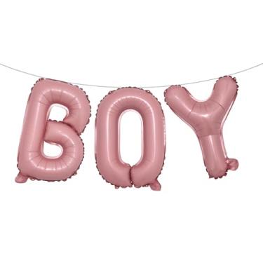 Imagem de Letras de balão de 40,6 cm para meninos ou meninas | Balões reveladores de gênero, decorações de revelação de gênero | Decorações de chá de bebê (rosa menino)