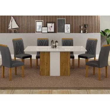 Imagem de Mesa Doha 1,60 Decor/Off Tampo Off C/Vidro 6 Cadeiras Doha - Leifer Mó