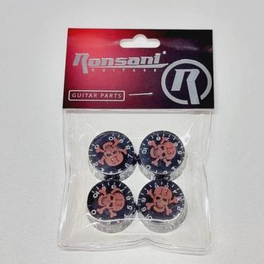 Imagem de Knob Les Paul Sg Caveira Preto E Vermelho Kit Com 4 Ronsani