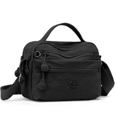 Imagem de Eslcorri Bolsas transversais para mulheres, bolsa de ombro pequena, bolsa simples de nylon com zíper, mini bolsa casual leve, K106-preto, Mini, Casual, esportiva, minimalista
