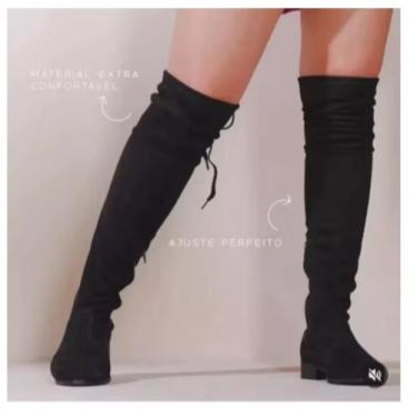 Imagem de Bota Feminina Over Thee Knee Acima Do Joelho Camurça Strecth Bico Redo