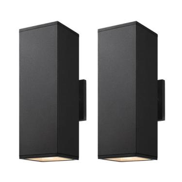 Imagem de Luminária de parede externa Mirrea, pacote com 2 unidades, preta fosca