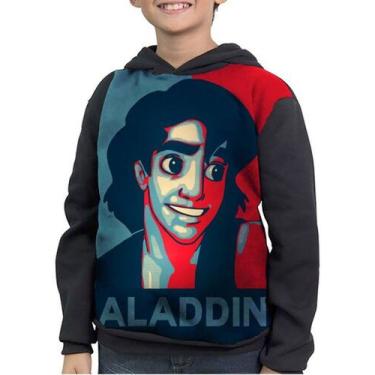 Imagem de Casaco Moletom Infantil Desenho Aladdin Full Print - smoke, Preto, 6