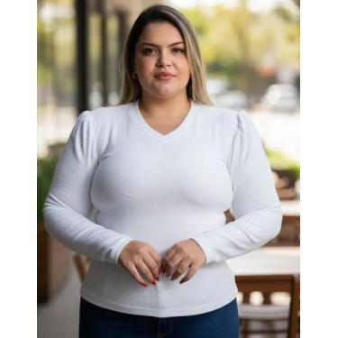 Imagem de Blusa De Frio Feminina Suéter Manga Longa Comprida Gola V Térmica Plus
