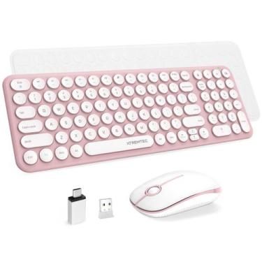 Imagem de Teclado e mouse sem fio XTREMTEC Retro Round Keycaps rosa