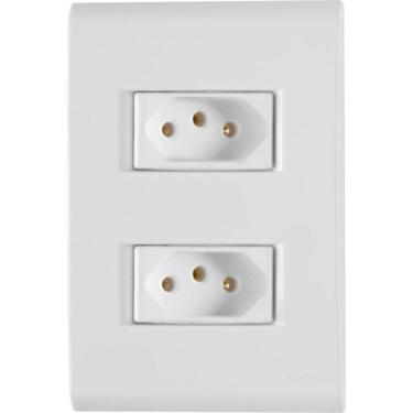 Imagem de Conjunto 4x2 com 2 Tomadas 2P+T Tramontina 10 A 250 V Liz Branco