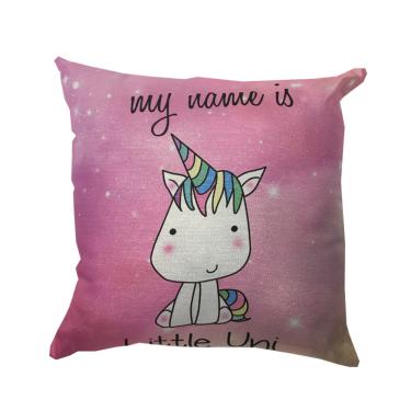 Imagem de Almofada Unicórnio My Name Rosa Cheia Com Enchimento 43x43cm