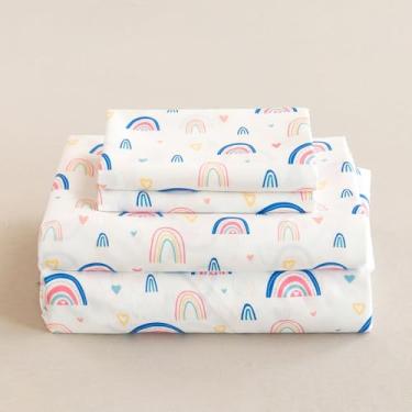 Imagem de Jessrydo Jogo de lençol solteiro, macio, com bolso alto, 3 peças, estampa de arco-íris e 1 lençol de cima, 1 lençol com elástico, 1 fronha