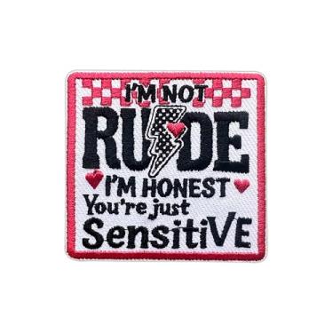 Imagem de Roiseposie I'm Not Rude Im Honest You're Just Patch, Checkered Lightning 7,6 cm Passar a ferro/Costurar Aplique Bordado Remendos de Tecido para Roupas Mochilas Chapéu Jeans, Remendo Bordado Feminino