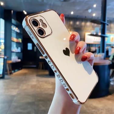 Imagem de Capa de telefone macia galvanizada com coração de amor para iPhone 11 12 13 14 Pro Max XS X XR 7 8 Plus Mini SE 2020 Capa protetora, branca, para iPhone 7plus