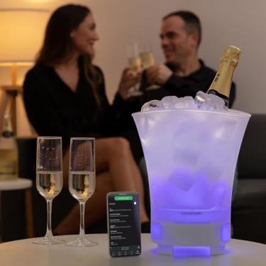 Imagem de Balde Bebidas LED Caixa Som Bluetooth Gelo Festa Bar Portátil Iluminação RGB Recarga USB Moderna