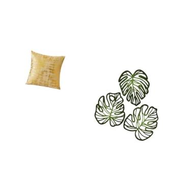 Imagem de Fenteer Capa de Almofada Elegante com Folhas de Palmeira para Decoração de Casa, Fronha de Sofá Tropical Criativa, Ornamento de Madeira, Arte Da Selva para Sa